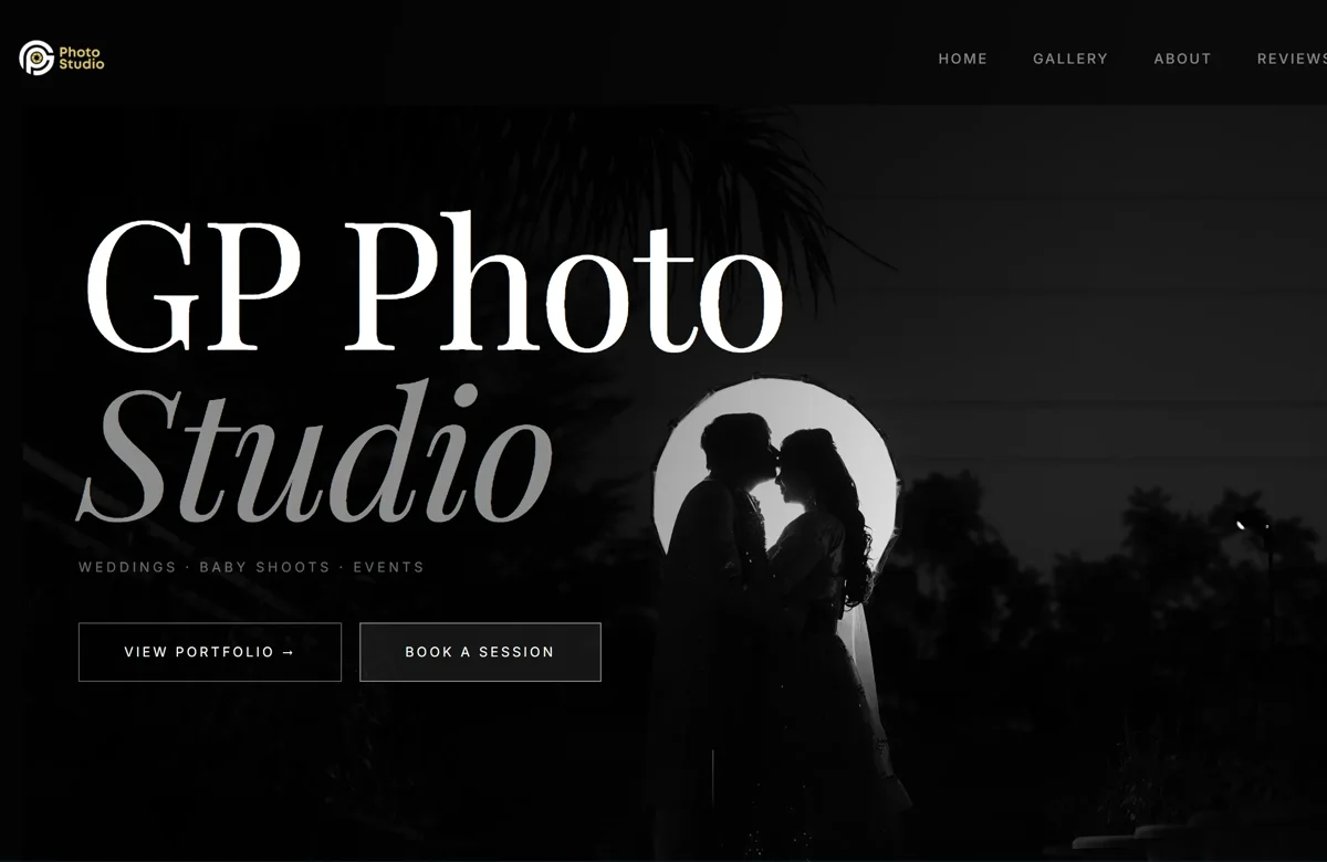 GP Photo Studio homepage, built by WeByte