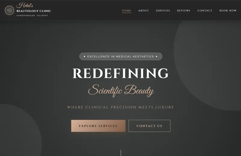 Hetal's Beautology homepage, built by WeByte