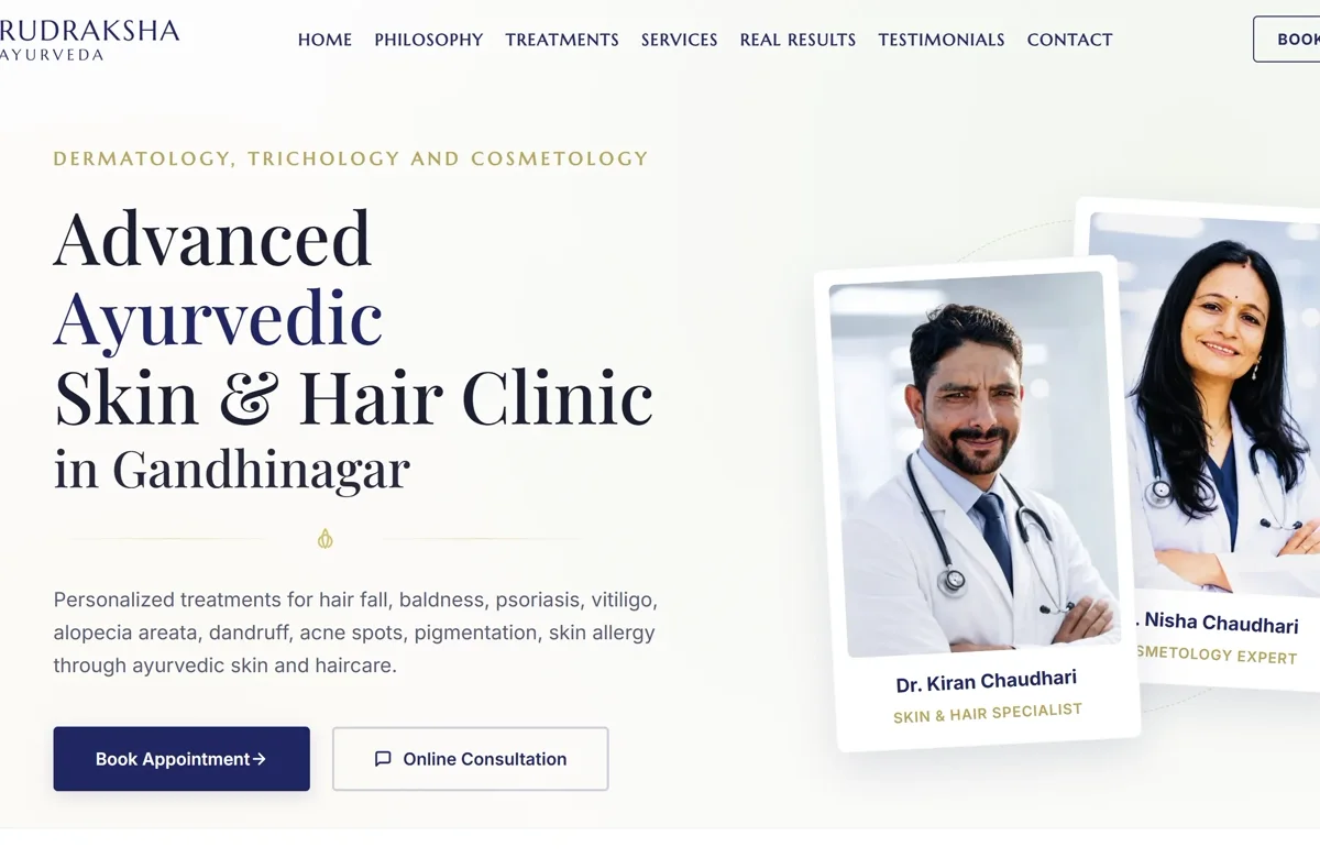 Rudraksha Ayurveda homepage, built by WeByte